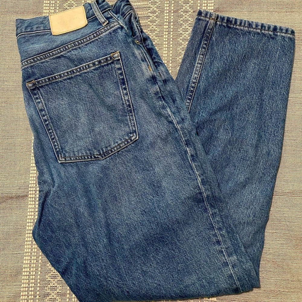 Everlane Dark Blue High-Rise Straight Leg Jeans